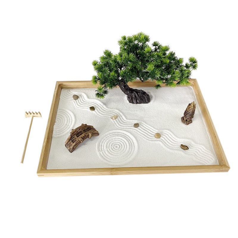 Bonsai Tree Zen Garden - حديقة زن اليابانية للمكتب مع رمل