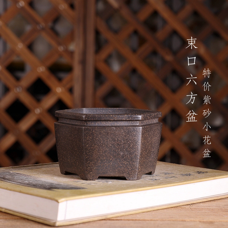 Bonsai Garden With Sand - وعاء بونساي سداسي ، رمل أرجواني